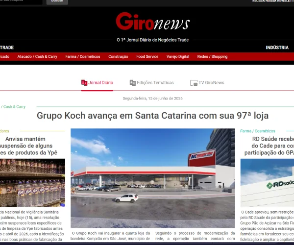 Tela do portal Giro News